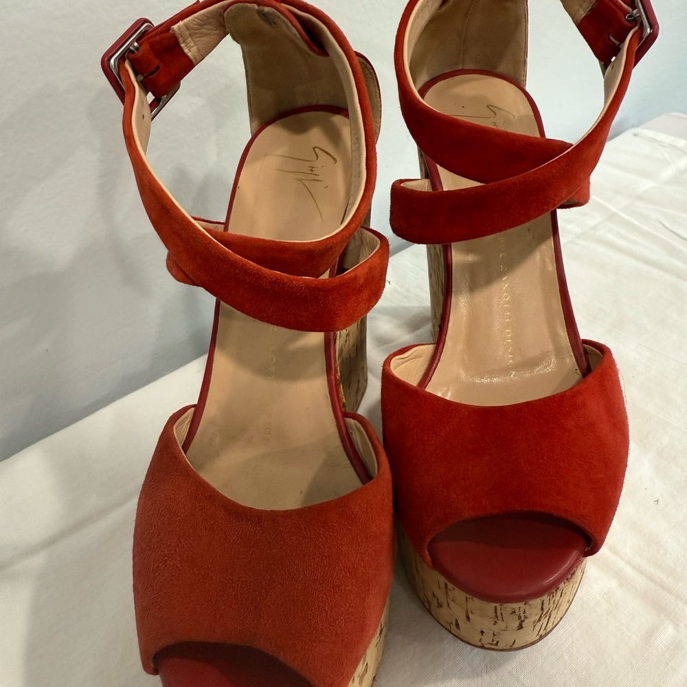 Giuseppe Zanotti Red Suede Platform Heels